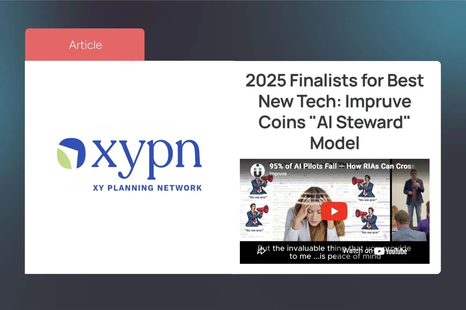 2025 Finalists for Best New Tech: Impruve Coins “AI Steward” Model